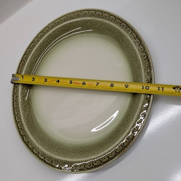Syracuse China Cinnamon 12" Oval Dinner Plate Green Beige Vintage USA - Picture 5 of 8